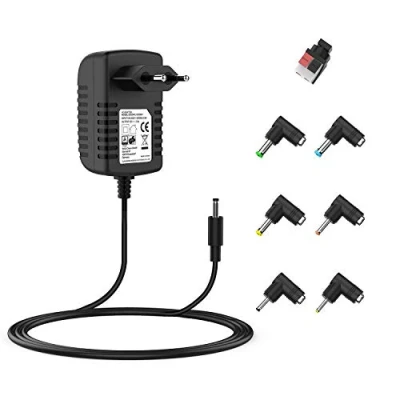 Afbeelding van NEUE DAWN Universele voeding, 12 V 2 A, oplader voor ledstrips, WLAN router, CCTV Hub, FritzBox, luidspreker, webcam FritzBox scanner met 7 adapterstekker, DC voedingsadapter, 24 W oplader, voeding