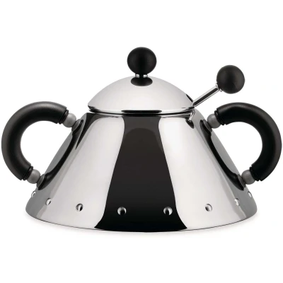 Afbeelding van Alessi Suikerpot met lepel 9097 B Zwart 200 ml door Micheal Graves