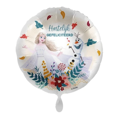 Afbeelding van Folieballon Frozen Olaf &amp; Elsa Hartelijk Gefeliciteerd 45 cm Helium en Luchtvulling