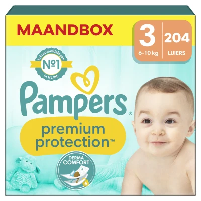 Afbeelding van Pampers Premium Protection Maat 3 Maandbox 204 stuks 6/10 KG
