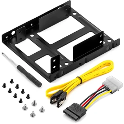 Afbeelding van deleyCON Montageframe SET voor 2x 2,5&quot; Harde Schijven SSD&#039;s naar 3,5&quot; Adapter Afneembaar Frame Beugelrails Incl. Schroeven SATA kabel Voedingsadapter &amp; Schroevendraaier
