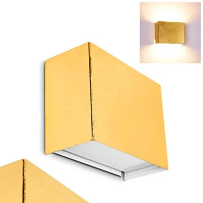 Afbeelding van wandlamp Dorata, van metaal/glas in goud, wandspot 1 vlam, x G9, met lichteffect, zonder gloeilampen
