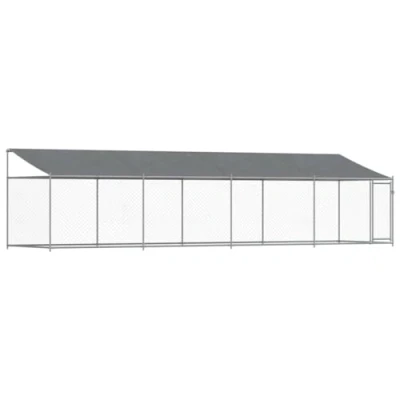 Afbeelding van vidaXL Hondenhok met dak en deur 8x2x2 m gegalvaniseerd staal grijs