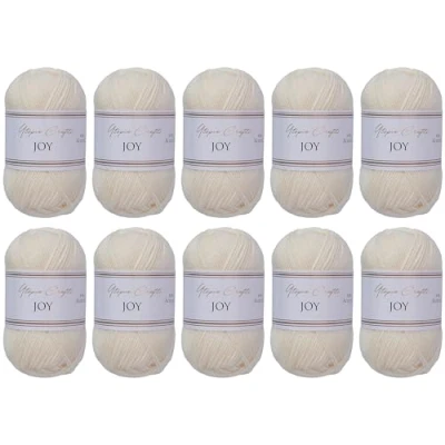 Afbeelding van Utopia Crafts JOY Uni brei en haakgaren, zacht, onderhoudsvriendelijk, 100% polyacryl, 10 x 50 g kluwen, 150 m (natuurlijke zijde)