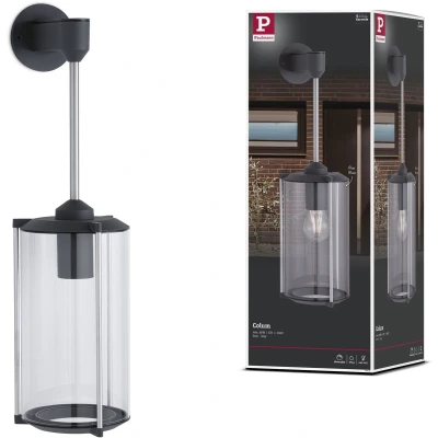 Afbeelding van Paulmann 94281 Outdoor wandlamp Klassik rond max. 60 watt buitenverlichting grijs tuinverlichting glas buitenwand E27