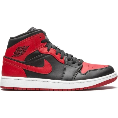 Afbeelding van Nike Air Jordan 1 Mid, Black/Gym Red White Banned, 554724 074, EUR 43