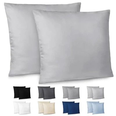 Afbeelding van Dreamzie Kussensloop 80 x cm, Set van 2 Kussenslopen, Grijs met Ritssluiting, Microvezel, Zacht,