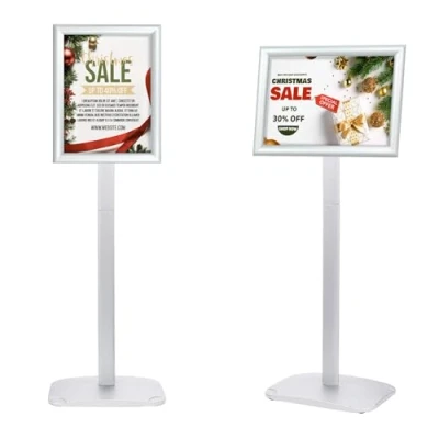 Afbeelding van Mutualsign Heavy Duty A4 posterstandaard staande bordstandaard met stabiele basis, klikframe voor menu/kennisgeving/reclame/welkom, zilver