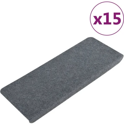 Afbeelding van Trapmatten zelfklevend 15 st 65x24,5x3,5 cm grijs