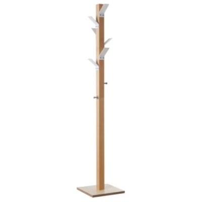 Afbeelding van Staande Kapstok 6Jas /2Tashaken Hout/polystyreen Naturel/wit