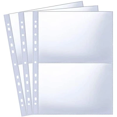 Afbeelding van 120 stuks 480 vakken A4 fotohoezen voor 2/3/4 ringband, transparante ansichtkaarthoezen, 2 vakken, dubbelzijdige foto zijbescherming, toploading fotoalbum navulpagina&#039;s A5 (219 x 152