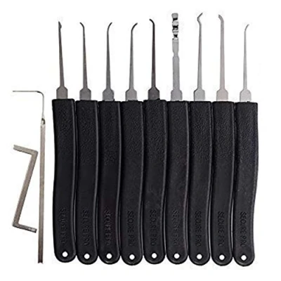 Afbeelding van Loboo Idea Premium lockpick gereedschap, oefenset, 9 haken en 2 drukmoersleutels, voor beginnende ervaren slotenmakers, 11 stuks
