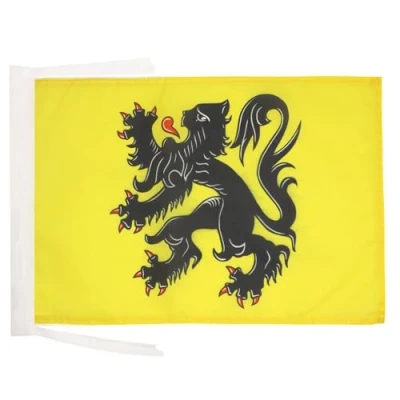 Afbeelding van Flanders Vlag 45x30 cm koorden België Vlaamse KLEINvlaggen 30 x 45 Banier 18x12 in hoge kwaliteit AZ FLAG