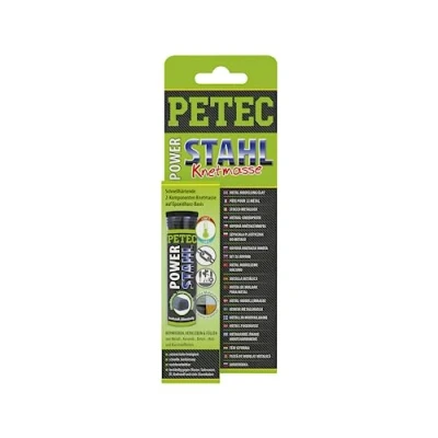 Afbeelding van PETEC POWER staal epoxyhars kneedmassa luchtdrogend 2 componenten lijm voor afdichten, vullen en lijmen. Metalen epoxy putty reparatie klei 50 g kleefklei 97450