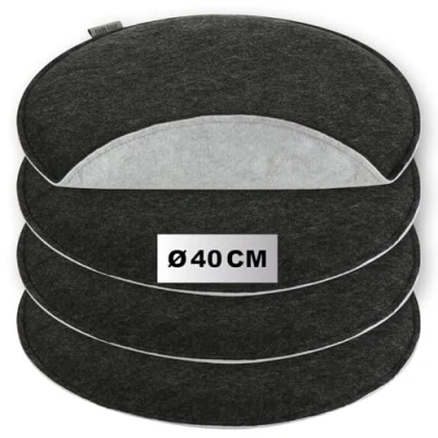 Afbeelding van COM FOUR® 4x zitkussens van vilt gecapitonneerde stoelkussens rond zitkussen voor eetkamer, tuin, balkon 2 kleurig omkeerbaar kussen