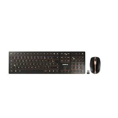 Afbeelding van CHERRY DW 9100 SLIM, draadloos toetsenbord en muis set, Franse layout, AZERTY toetsenbord, oplaadbare batterijen, SX schaarmechanisme, fluisterstille toetsaanslag, zwart brons