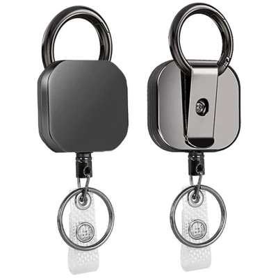 Afbeelding van intrekbare sleutelhanger, 2 pack badgehouder, badgehouder met riemclip, sleutelhanger voor kantoor, school, ziekenhuis (60 cm snoer)