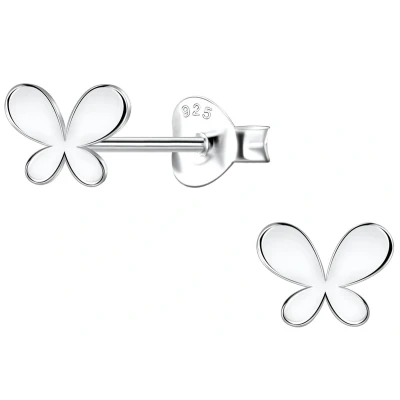 Afbeelding van JoyS Zilveren vlinder oorbellen gepolijst egaal 5.5 x 4 mm sterling zilver 925 oorknopjes