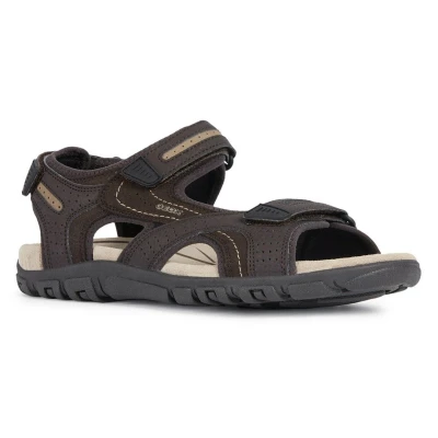 Afbeelding van Geox Strada Outdoorsandalen, Heren, Maat: 39, Brown/sand Leer en textiel