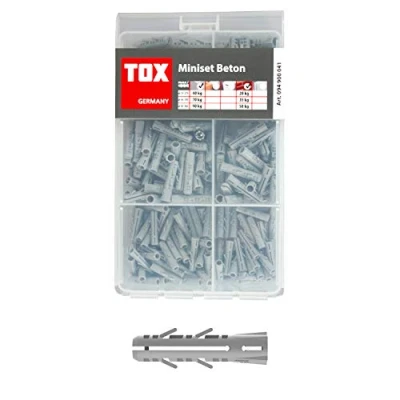 Afbeelding van TOX 94900041 Miniset assortiment spreidpluggen Barracuda in de plugmaten ø 5, 6 en 8 mm, deuvelassortiment voor meest voorkomende bevestigingsprojecten beton massieve steen, 245 delig,