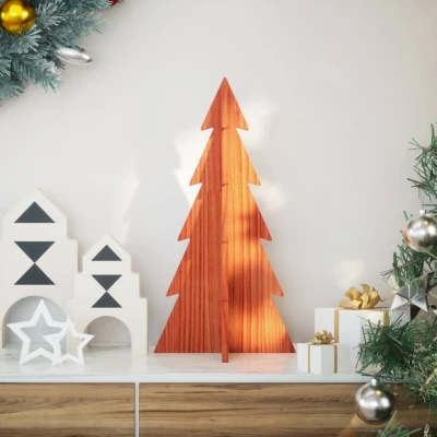 Afbeelding van Kerstdecoratie kerstboom 59,5 cm massief grenenhout wasbruin