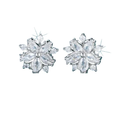 Afbeelding van Clip oorbellen Bloem zirkonia zilverkleur geen gaatje Charme Bijoux