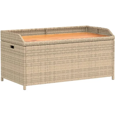 Afbeelding van Opbergbankje 100x50x52 cm poly rattan acaciahout gemengd beige