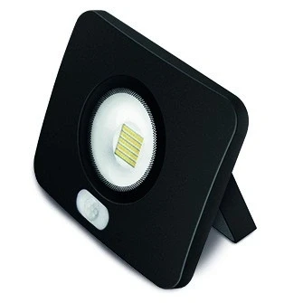 Afbeelding van 10W LED Schijnwerper Flat PIR Sensor IP65 1000 Lumen Koud Wit Zwart