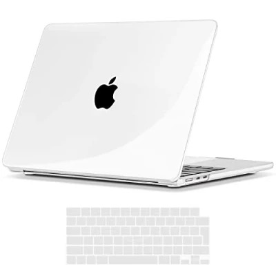 Afbeelding van TECOOL Case Hoes voor nieuwe MacBook Air 15 inch M2 2023 Model A2941, Hardcase Plastic Harde Koffer Bescherming en EU Toetsenbord Cover, transparant