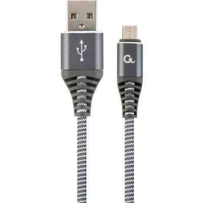 Afbeelding van Premium micro USB laad &amp; datakabel &#039;katoen&#039;, 1 m, spacegrey/wit
