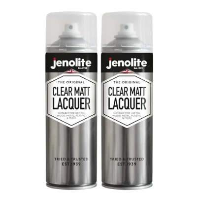 Afbeelding van JENOLITE Blanke lakspuitverf, mat, 2 x 500 ml, kristalheldere afwerking voor doe het zelf, handel, automobiel, heldere lak, beschermt oppervlak en lak tegen corrosie, UV schade, niet vergelende sealer