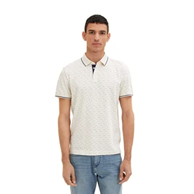 Afbeelding van TOM TAILOR Uomini Poloshirt 1035521, 31266 Off White Multicolor Design, M