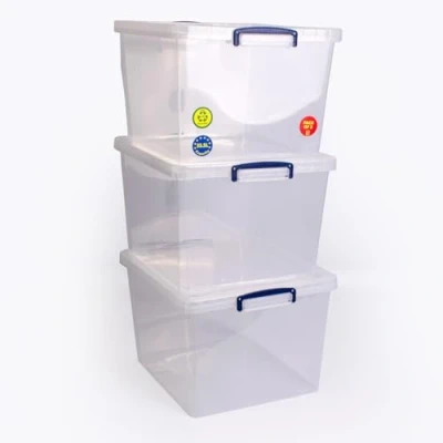 Afbeelding van Really Useful Box 3 x 33,5 liter Nestable met deksel 380 460 285 mm transparant