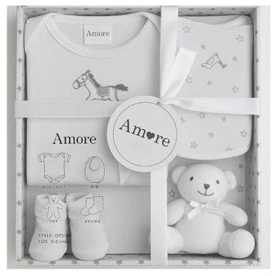 Afbeelding van pasgeboren baby 4 delige luxe boxed geschenkset (0 3 maanden), babydouches cadeau &amp; cadeau, unisex geschenkset, geslacht onthullen
