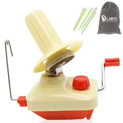 Afbeelding van LAMXD Needlecraft Garen Ball Winder Handbediend, Rood, Draagbaar Pakket, Eenvoudig op te zetten en gebruiken, Stevig met metalen handvat Tafelblad Klem, Inclusief Paraplu Swift Set
