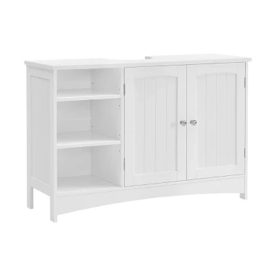 Afbeelding van Parya Home Wastafelonderkast Badkamerkast 2 Deuren Planken Hout Wit