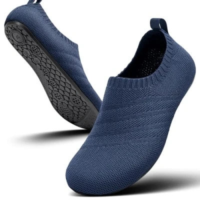Afbeelding van Sosenfer Pantoffels voor dames en heren, lichte huisschoenen, antislip, platte pantoffels, gezellige uniseks, donkerblauw, 47 EU