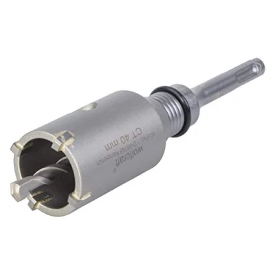Afbeelding van wolfcraft boorkroon met een hardmetalen coating, opspandoorn SDS plus I 5480000 Voor het installeren van elektra en sanitair in beton, metselwerk steen; snijdiepte 40 mm