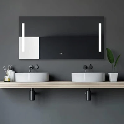 Afbeelding van Talos Badspiegel Star energiebesparend, met digitale klok, 120 x 60 cm
