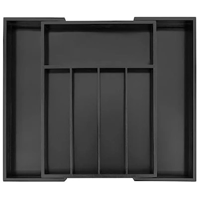 Afbeelding van Utoplike Bamboe Bestek Lade Organizer Trays, Uitbreidbaar Gebruiksvoorwerp voor Keukenlade, Verstelbare Zilverwerk en Flatware Houder, Ladeverdelers Lepels Vorken Messen, Groot, Zwart