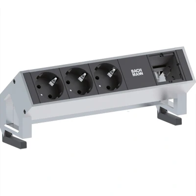 Afbeelding van BACHMANN DESK2 3x geaard stopcontact 1x ABD GST18, wit