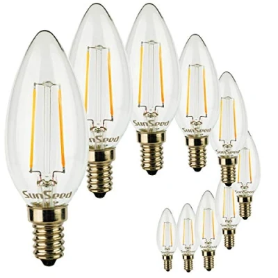 Afbeelding van SunSeed® 10x gloeidraad LED kaars lamp E14 2W vervangt 25W warm wit 2700K