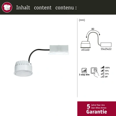 Afbeelding van Paulmann LED Coin Base inbouwlamp voor badkamer Energielabel: G (A G) Opaal