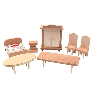 Afbeelding van CENPEK Poppenhuis Meubels 1:12 Schaal Houten Miniatuur Set Accessoires Model Slaapkamer