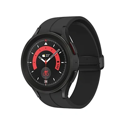 Afbeelding van Samsung Galaxy Watch5 Pro Smartwatch Bluetooth 45 mm, wellness monitor, fitnesstracker, duurzame batterij, zwart (zwart titanium)