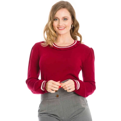 Afbeelding van Dancing Days FRILL ME PUFF Gebreide trui M Bordeaux rood