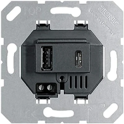 Afbeelding van Jung USB15CASW usb laadcontactdoos basis 2 voudig zwart