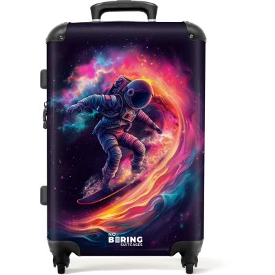 Afbeelding van NoBoringSuitcases.com® Kinderkoffer groot Kindertrolley koffer Astronaut Surfen Rolkoffer lichtgewicht Reiskoffer met 4 wielen Grote trolley XL 20 kg bagage