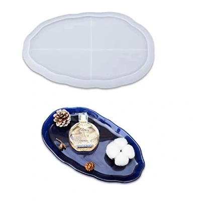 Afbeelding van FineInno Dienblad Hars Mallen Jewelry Dish Resin Mold Sieraden Schotel Siliconen Plaat Epoxyhars Gietvorm DIY Zeepbakje Snoep Bord Huisdecoratie (Ovale schaalvorm)