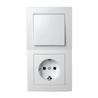 Afbeelding van MC Power Lichtschakelaar met stopcontact, Flair, deur 2 voudig, schakelaar stopcontactenset frame voor woonkamer, keuken en kinderkamer, wit, mat